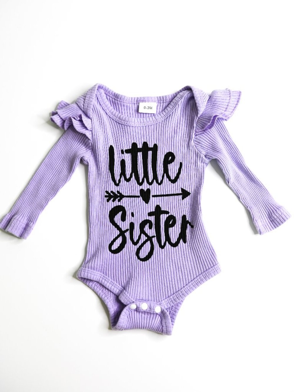LITTLE SISTER Lavender Long Sleeve Snap Crotch Onesie - Size 0-3 Months